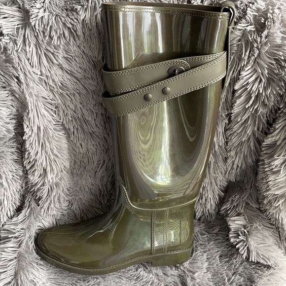 Coach Talia Tall Olive Green Rain Boots - Picture 12 of 12
